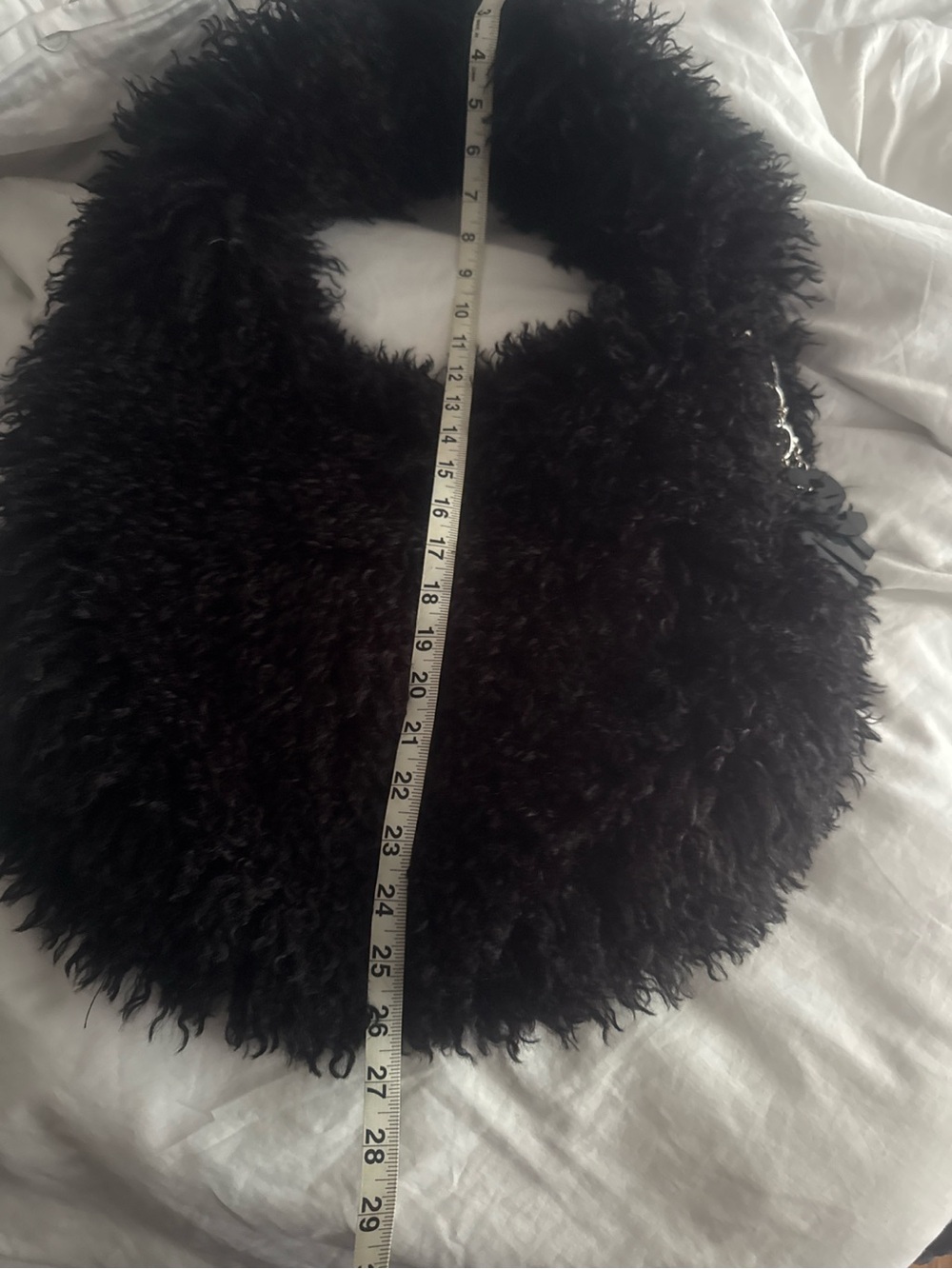 Steve Madden Black Faux Fur Hobo Bag with SM Charm - Picture 3 of 6